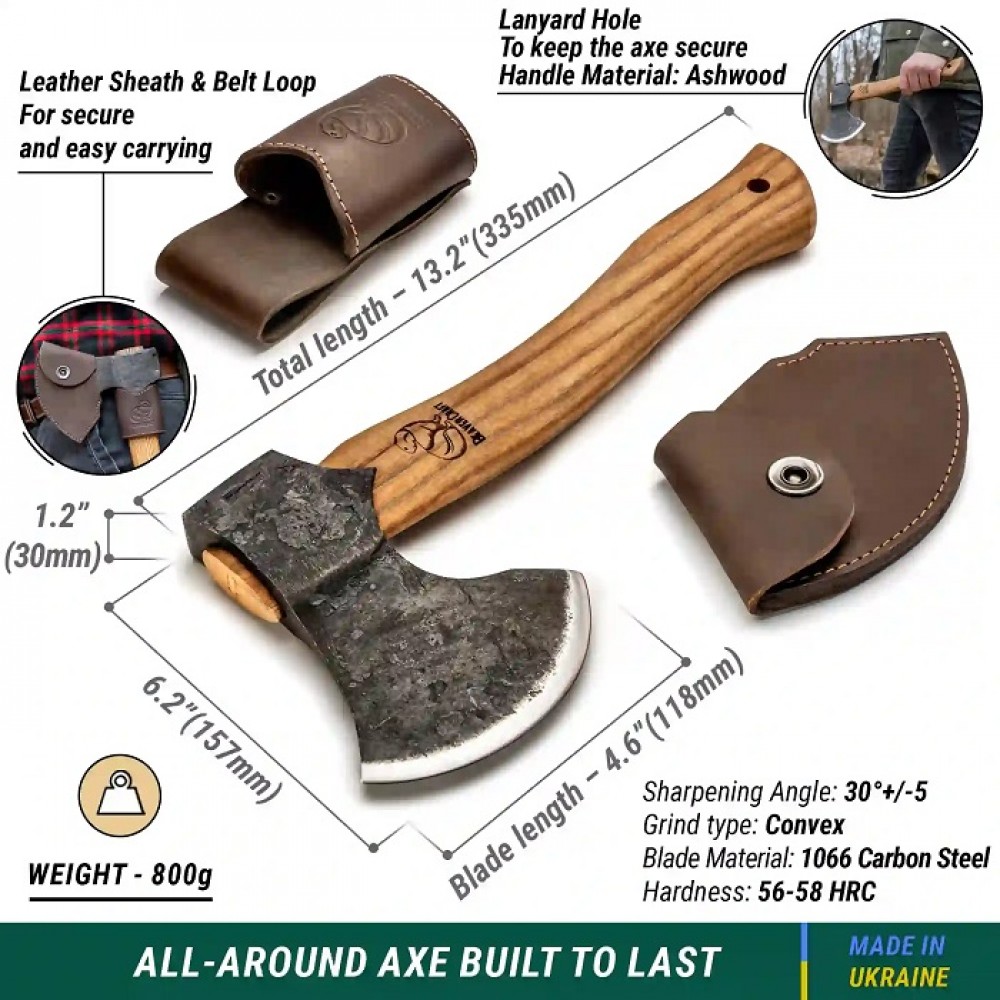 BeaverCraft AX3 Woodcraft Bushcraft Splitting Axe