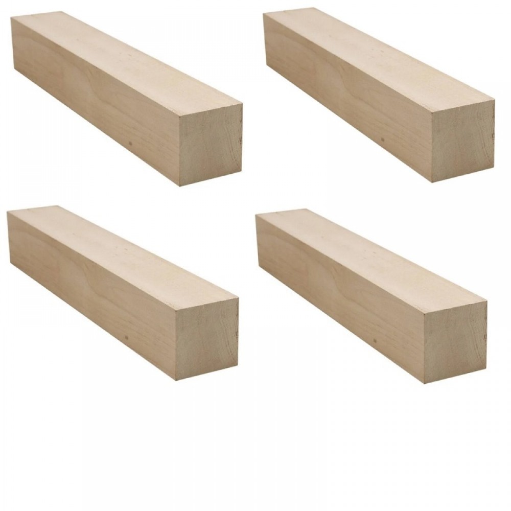 Pack of 4 Basswood Blanks for Whittling - 150x50x50mm