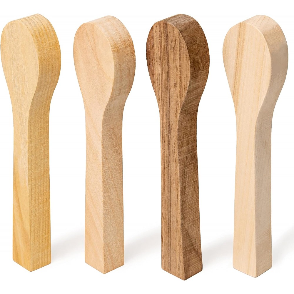 BeaverCraft Pack of 4 Wood Carving Spoon Blanks