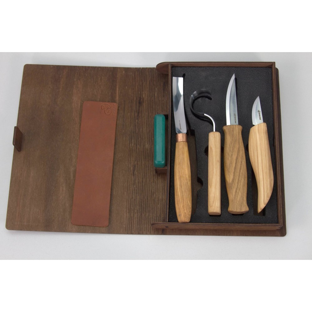 BeaverCraft Left Handed S43 Gift Set - 6 Piece Spoon and Kuksa Carving Set In A Book Case